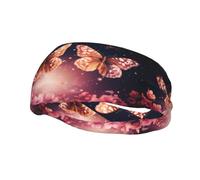 Phayah Two Fantasy Butterflies Pattern Sports Headband Moisture Wicking Sweatband for Men Women Running Cycling Yoga Fitness Workout