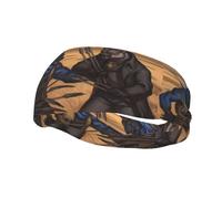 Phayah Two Fighting Wolves Pattern Sports Headband Moisture Wicking Sweatband for Men Women Running Cycling Yoga Fitness Workout