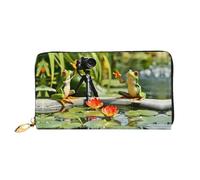 PHAYAH Two Frogs Taking Pictures Pattern Wallet Women Leather Wallet Credit Card Holder Clutch Long Ladies Billfold