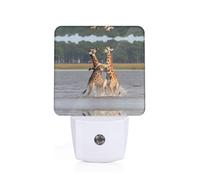 Phayah Two Giraffes Fighting Pattern Night Light Lamp with Dusk to Dawn Sensor Led Lamp for Corridors Bedrooms Children's Rooms Stairs