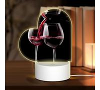 Phayah Two Glasses of Wine Pattern 3D Led Light Lamp USB Cable Adjustable 3 Modes Base Show Stand for Christmas Room Restaurant Bar Shop