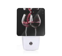 Phayah Two Glasses of Wine Pattern Night Light Lamp with Dusk to Dawn Sensor Led Lamp for Corridors Bedrooms Children's Rooms Stairs