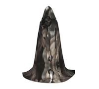 PHAYAH Two Horses Pattern Adult Hooded Cloak For Masquerade Cosplay Halloween Witch Cloak Christmas Party Robe S