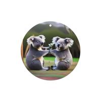 Phayah Two Koalas Playing Pattern Lavender Scent Car Air Freshener Round Shape Card Hanging Hanging Scented Card 6 Pcs For Cars Closet Shoe