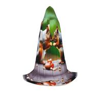 PHAYAH Two Squirrels Eating Pattern Hooded Poncho Unisex Christmas Hoodie For Cosplay Halloween Costume Party Masquerade, Black, Medium