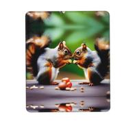 PHAYAH Two Squirrels Eating Pattern Mouse Pad Waterproof Surface & Non-Slip Rubber Base with Stitched Edges Gaming Mouse Mat for Laptop 7 X 8.6 in