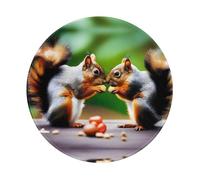 PHAYAH Two Squirrels Eating Pattern Round Mouse Pad for Desk Wireless Mouse Laptop Gaming Computer Travel Work Office Supplies 7.9 X 7.9 in