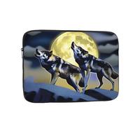 PHAYAH Two Wolves Whistling At The Moon Patterned Laptop Sleeve Bag, 12 Inch Shockproof Laptop Sleeve, Slim Laptop Bag,...