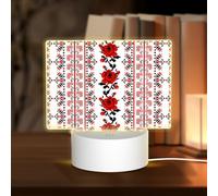 PHAYAH Ukrainian Embroidery Style Rose Pattern Acrylic Night Light with USB Port Touch Switch Birthday Thanksgiving Presents for Family Friends