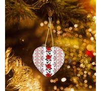 Phayah Ukrainian Embroidery Style Rose Pattern Hristmas Ceramic Heart Pendant Christmas Tree Ornaments Homefor Gatherings Decoration