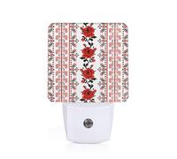 PHAYAH Ukrainian Embroidery Style Rose Pattern Plug-in Night Light Led Light Dusk to Dawn Sensor for Corridors Bedrooms Children's Rooms Stairs
