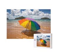 Phayah Umbrella By The Sea Jigsaw Puzzles For Adults 300 Pieces.Home Decor Birthday Party For Men Women 15.7 X 11"