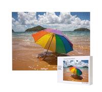 Phayah Umbrella By The Sea Jigsaw Puzzles For Adults 500 Pieces.Home Decor Birthday Party For Men Women 20.4 X 15"
