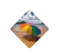 Phayah Umbrella By The Sea Pattern Lavender Scent Car Air Freshener Square Card Hanging Hanging Scented Card 4 Pcs For Cars Closet Drawer