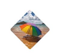 Phayah Umbrella By The Sea Pattern Lavender Scent Car Air Freshener Square Card Hanging Hanging Scented Card 6 Pcs For Cars Closet Drawer