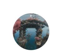 Phayah Undersea Architecture Pattern Lavender Scent Car Air Freshener Round Shape Card Hanging Hanging Scented Card 4 Pcs For Cars Closet Drawer