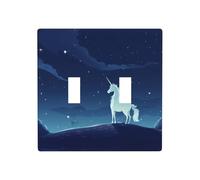 Phayah Unicorn Under The Stars Pattern Decorative Wall Plate Covers Receptacle Double Toggle Outlet Light Switch Cover 4.5 in X 4.5 in