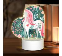 PHAYAH Unicorn with Pink Hair Pattern Night Light Heart Shape Led Ligh Base with USB Cable Adjustable 3 Colors for Adults Child Room Bedroom