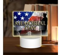 PHAYAH Us Military Soldiers Patriotic Memorial Day Pattern Acrylic Night Light with USB Port Touch Switch Birthday Thanksgiving Presents for Family Friends