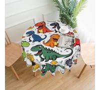 PHAYAH Various Dinosaur Expressions Pattern Round Tablecloth 60 Inch Party Table Cover with for Restaurant, Picnic, Buffet Indoor Outdoor Dining