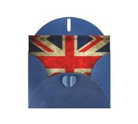 PHAYAH Vintage British Flag Pattern Blank Greeting Cards With Envelopes 4" X 6" Thank You Cards For Christmas Holiday Birthday Graduation Anniversary Blue