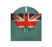 PHAYAH Vintage British Flag Pattern Blank Greeting Cards With Envelopes 4" X 6" Thank You Cards For Christmas Holiday Birthday Graduation Anniversary Dark Green