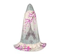 PHAYAH Vintage Eiffel Tower Pattern Hooded Poncho Unisex Christmas Hoodie For Cosplay Halloween Costume Party Masquerade M