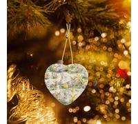 Phayah Vintage Flower Rabbit Bunny Easter Pattern Ceramic Heart-Shaped Christmas Tree Ornaments, Family New Year Home Souvenirs For Gatherings