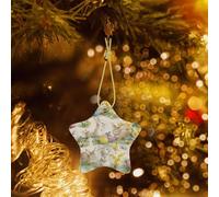 Phayah Vintage Flower Rabbit Bunny Easter Pattern Ceramic Star-Shaped Christmas Tree Ornaments, Family New Year Home Souvenirs For Gatherings