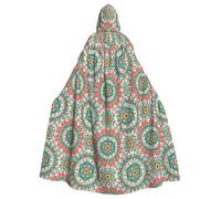 PHAYAH Vintage Mandala Flowers Pattern Adult Hooded Cloak For Masquerade Cosplay Halloween Witch Cloak Christmas Party Robe