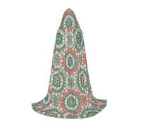 PHAYAH Vintage Mandala Flowers Pattern Adult Hooded Cloak For Masquerade Cosplay Halloween Witch Cloak Christmas Party Robe M