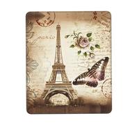 Phayah Vintage Paris Eiffel Tower Butterfly Pattern Mouse Pad with Non Slip Rubber Base Gaming with Stitched Edge, Mousepad for Laptop, Computer, Office 7 X 8.6 in