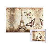 Phayah Vintage Paris Eiffel Tower Butterfly Puzzles For Adults 1000 Pieces For Home Decor Intelligence Development Toys 29.5 X 19.7"