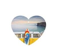 Phayah Vintage Van In The Beach With A Surfboard Pattern Lavender Scent Car Air Freshener Heart Shape Card Hanging Hanging Scented Card 4 Pcs For Cars Closet Shoe