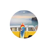 Phayah Vintage Van In The Beach With A Surfboard Pattern Lavender Scent Car Air Freshener Round Shape Card Hanging Hanging Scented Card 4 Pcs For Cars Closet Shoe