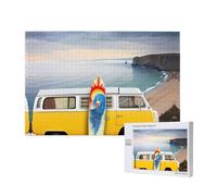 Phayah Vintage Van In The Beach With A Surfboard Puzzles For Adults 1000 Pieces For Home Decor Intelligence Development Toys 29.5 X 19.7"