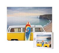 Phayah Vintage Van In The Beach With A Surfboard Puzzles For Adults 500 Pieces For Home Decor Intelligence Development Toys 20.4 X 15"