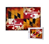 Phayah Vintage Wooden Maryland Flag Puzzles For Adults 1000 Pieces For Home Decor Children'S Intelligence Development Toys 29.5 X 19.7"