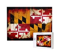 Phayah Vintage Wooden Maryland Flag Puzzles for Adults 500 Pieces Children's Intelligence Development Toys 20.4 X 15in