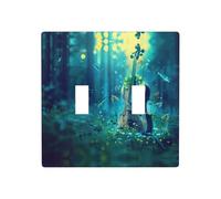 Phayah Violin In Water Pattern Light Switch Cover Decorative Double Toggle Wall Plate Outlet Cover For Bedroom Living Room 4.5 X 4.5 In
