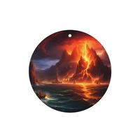 Phayah Volcano Eruption Pattern Lavender Scent Car Air Freshener Round Shape Card Hanging Hanging Scented Card 4 Pcs For Cars Closet Drawer