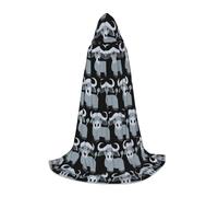 PHAYAH Water Buffalo Pattern Hooded Poncho Unisex Christmas Hoodie For Cosplay Halloween Costume Party Masquerade L