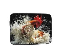 PHAYAH Water Covered Rooster Patterned Laptop Sleeve Bag, Shockproof Slim Laptop Bag Briefcase Carrying Laptop Cover, Black, 12 Inch