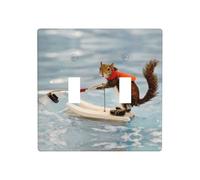 Phayah Water Skiing Fox Squirrel Pattern Wall Plate Outlet Cover Double Toggle Light Switch Cover Size 4.5x4.5 in for Residential and Commercial Areas