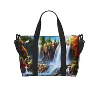 Phayah Waterfall Flock of Birds Travel Duffle Bag Weekender Overnight Gym Tote for Women Girls Shoulder Bag Workout Water Resistant