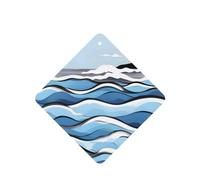 Phayah Waves Lapping At The Rocks Pattern Lavender Scent Car Aroma Square Hanging Fragrance Tablet Car Interior Fragrance Freshener 4p
