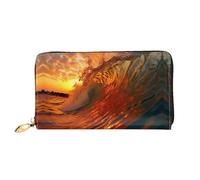 PHAYAH Waves Rolling In The Sea Pattern Wallet Women Leather Wallet Credit Card Holder Clutch Long Ladies Billfold