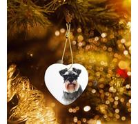 Phayah Well-Behaved Schnauzer Pattern Ceramic Heart-Shaped Christmas Tree Ornaments, Family New Year Home Souvenirs For Gatherings