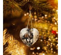 Phayah Western Horse Pattern Ceramic Ornament Christmas Holidays Heart Shaped Porcelain Christmas Tree Hanging
