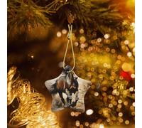 Phayah Western Horse Pattern Ceramic Star Xmas Tree Ornament New Year Home Souvenirs For Gatherings Christmas Tree Hanging